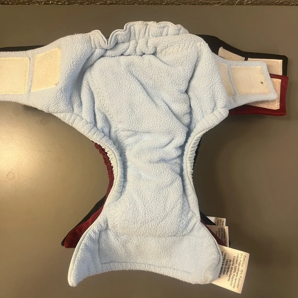 Newborn Cloth Diapers - Red, Black, Light Blue